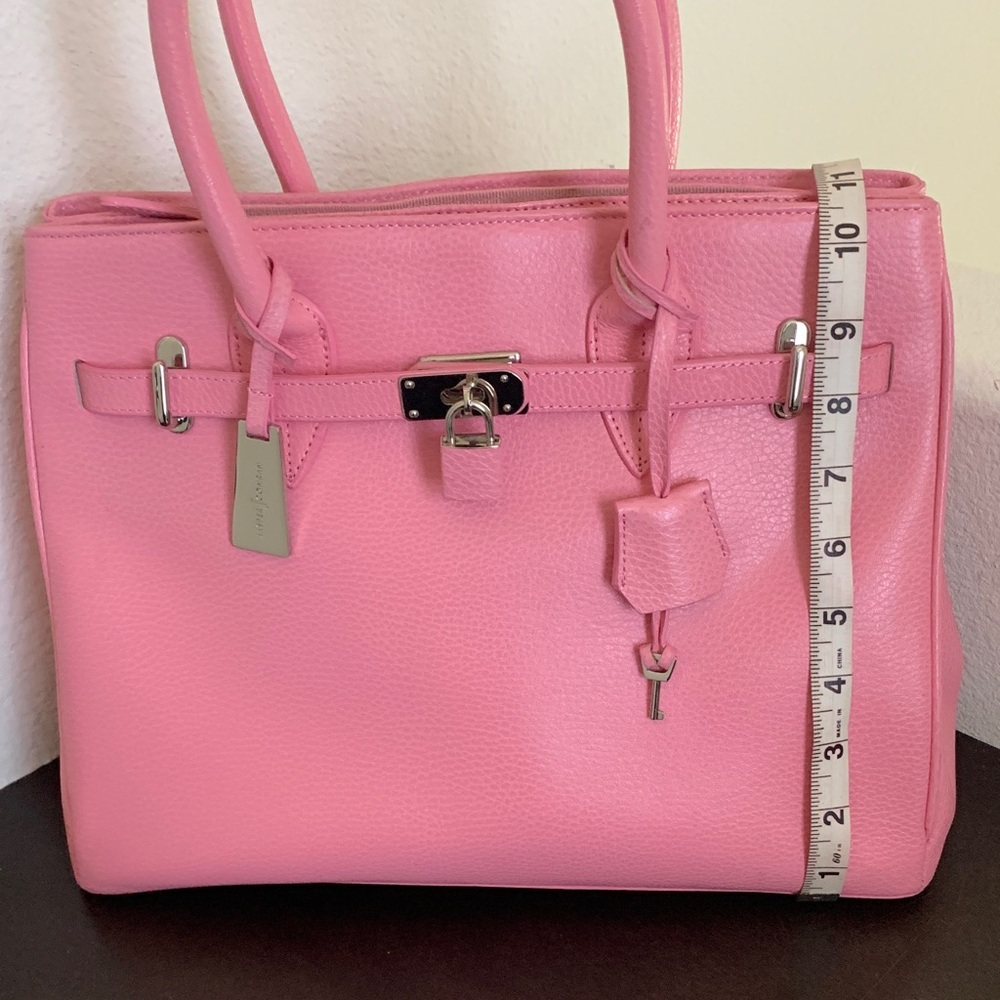Vintage JASPER CONRAN Pink Leather Satchel with dust bag. - Picture 2 of 16